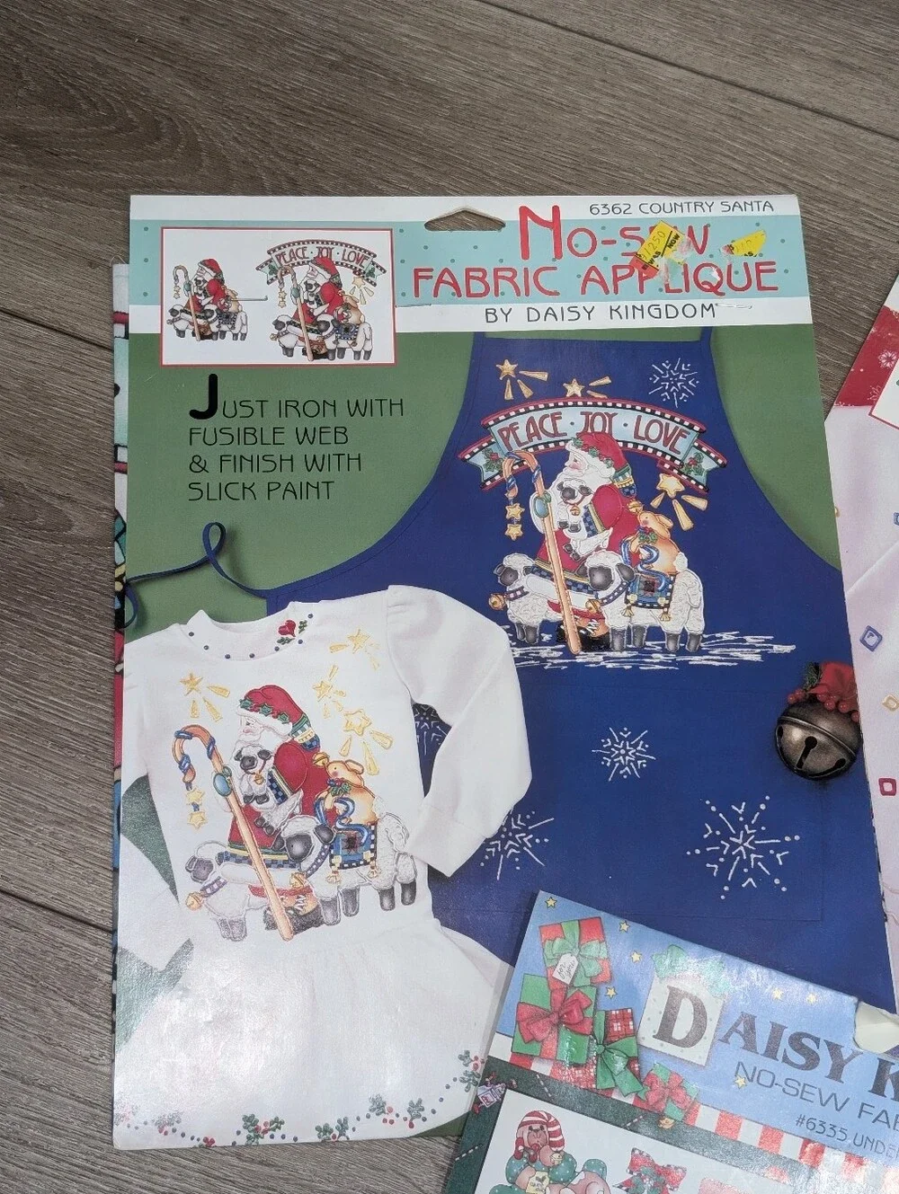 NOS 90s Daisy Kingdom No Sew Iron Applique Bundle-6 Christmas Santa Teddy Bears